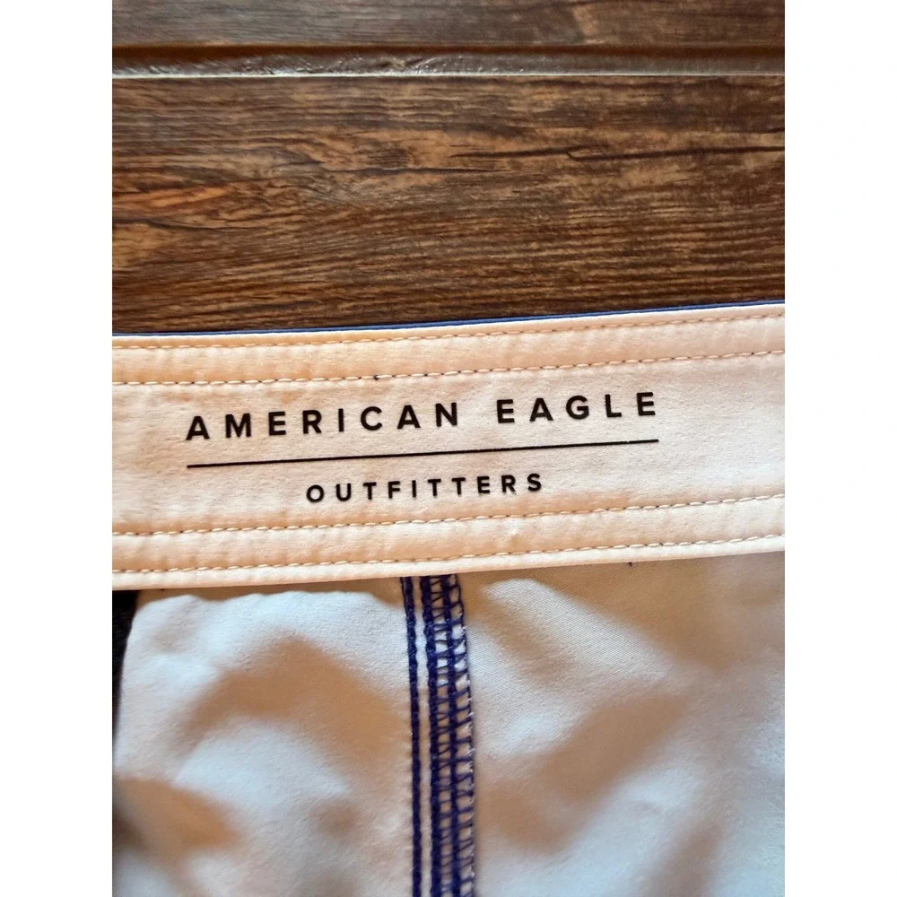 American Eagle Mens Blue Tropical Palm Tree Ombre Board Shorts L